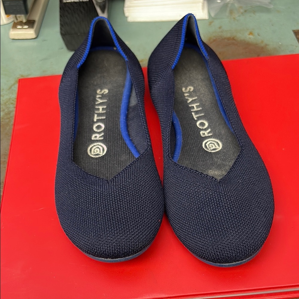 Rothy's Blue Flats with Breathable Knit Design